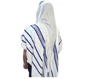 Gebedssjaal voor mannen, traditionele Joodse Tallit met strepen gebed, handgeweven, 100% koosjer! Gemaakt in Israël.