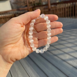 Selenite crystal bracelets, selenite gemstone bracelet, crystal bracelet, crystal healing, selenite, 8mm bead, Handmade Bracelet