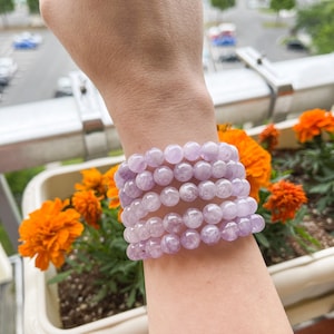 Pulseras de cristal, pulseras de piedras preciosas, pulsera de cuentas redondas de piedras preciosas naturales, pulsera de apilamiento de cristal, pulsera hecha a mano, 8 mm, regalo de cristal