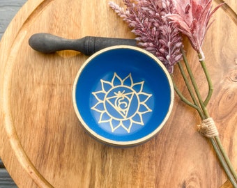 Mini Throat Chakra Singing Bowl: 3.5" Sound Healing Meditation Bowl