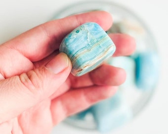 Blue Aragonite Tumbles, Natural Blue Aragonite, Blue Aragonite Cubes, Healing Crystals, Crystal Gifts, Tumbled Stones, Crystal Healing