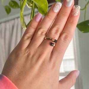 Gorgeous Black Tourmaline Double Stone Crystal Ring, Black Tourmaline, Crystal Ring, Crystal Jewelry, Anxiety Ring, Grounding Ring, Brass