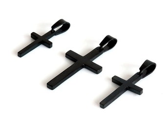 Men's Cross Pendant, Boys Cross Pendant, Mens Cross Pendant, Black Cross Pendant for Men, Stainless Steel Cross Pendant, Chain Not Included