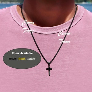 Black Cross Necklace Men Personalized Gift Boys Cross Necklace Custom Engraved Cross Pendant Baptism Gift for kids Cross Necklace for Women