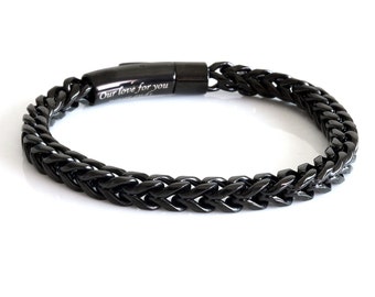 Pulsera personalizada para hombre, Pulsera a medida, Regalo personalizado para él, Regalo para novio, Regalo para hombre, Pulsera de cadena negra, Regalo para esposo