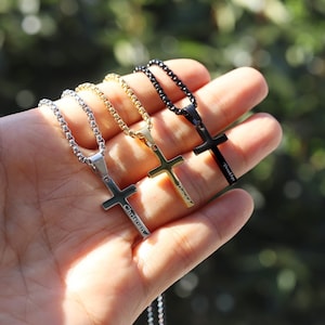Cross Necklace for Boy, Engraved Name Necklace, Kids Cross Pendant, Personalized Cross Necklace, Religious Gift, Communion Necklace