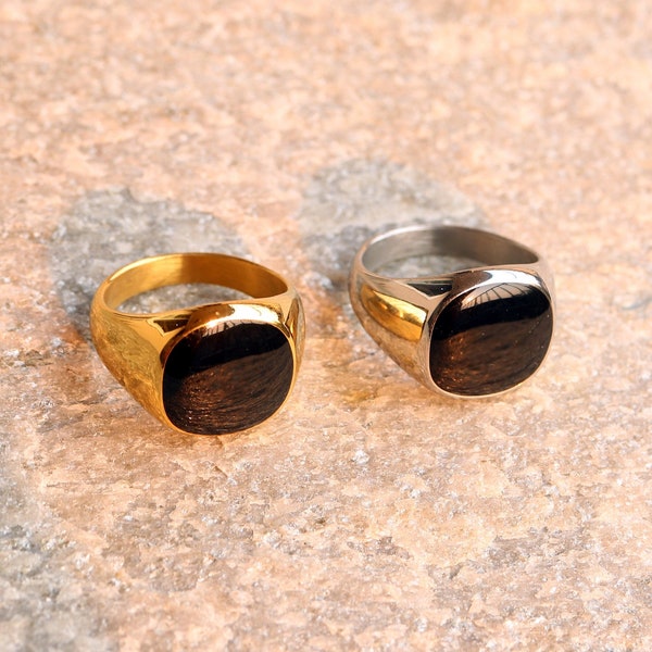 Men's Ring, Men's Signet Ring, Pinky Ring for Men, Black Signet Ring, Personalized Ring