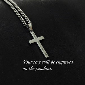 Men's Cross Necklace, Cross Necklace for Men, Silver Cross Pendant with Cuban Link Chain Necklace