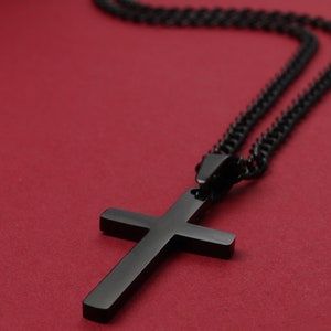 Customized Cross Necklace, Engraved Cross Necklace, Men's Cross Necklace, Personalized Necklace, Boys Cross Necklace, Black Cross Necklace