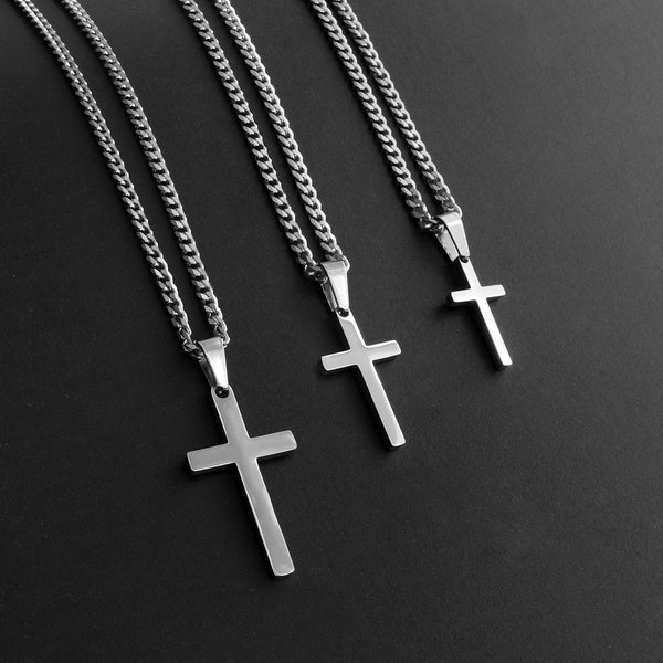 Collier croix pour homme, collier croix pour garçon, bijoux imperméables, collier croix en argent pour homme