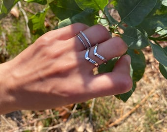 Adjustable Ring Chevron Knuckle Rings Double chevron ring V-Shape Brass Ring