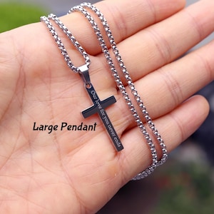 Cross Necklace, Stainless Steel Silver Cross Pendant, Mens Cross Necklace, Cross Necklace for Women, Boys Cross Necklace, Christmas Gift image 6