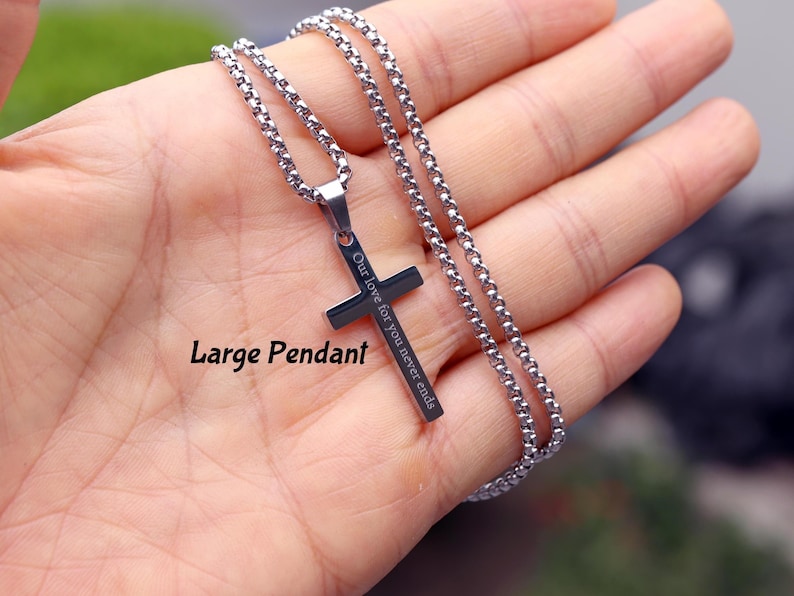 Cross Necklace, Stainless Steel Silver Cross Pendant, Mens Cross Necklace, Cross Necklace for Women, Boys Cross Necklace, Christmas Gift image 6
