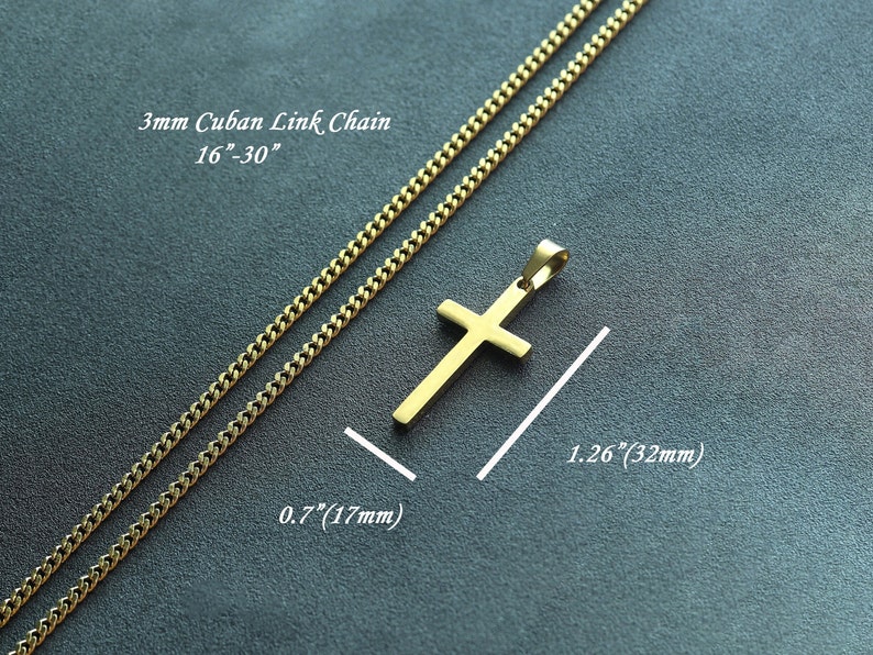 Men's Necklace, Gold Cross Necklace, Mens Gold Necklace, Cuban Chain Necklace for Men, Men Cross Necklace, Boys Necklaces, Mens gift image 8