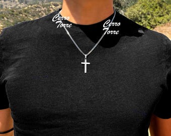 Buy Men's Necklace, Waterproof Cross Necklace, Mens Silver