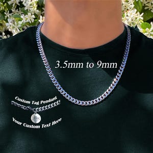 Men&#39;s Chain Necklace, Cuban Link Chain Necklace, Stainless Steel Silver Chain, 3.mm, 5mm, 7mm, 9mm Cuban Chain Necklaces for Men