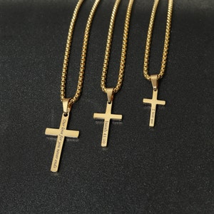 Men&#39;s Gold Cross Necklace, Cross Necklace for Men, Minimalist Necklace, Boys Cross Necklace, Men Gold Necklace, Mens Jewelry, Gift for Him