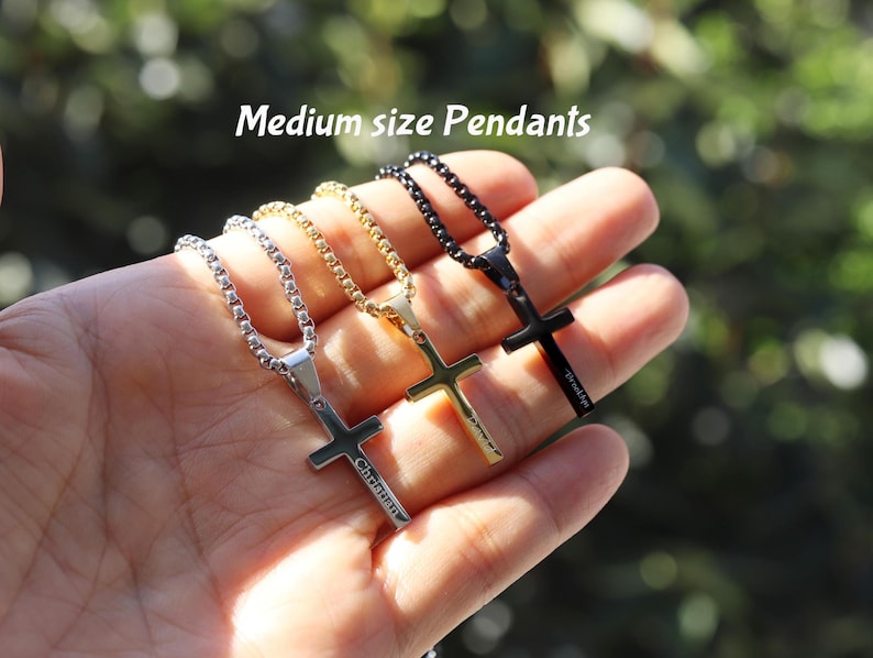Cross Necklace, Stainless Steel Silver Cross Pendant, Mens Cross Necklace, Cross Necklace for Women, Boys Cross Necklace, Christmas Gift image 5