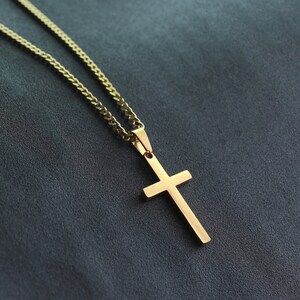 Men's Necklace, Gold Cross Necklace, Mens Gold Necklace, Cuban Chain Necklace for Men, Men Cross Necklace, Boys Necklaces, Mens gift image 7