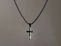 Men's Cross Necklace, Personalized Cross Necklace for Boys, Black Cross Pendant Necklace, Baptism gift for kids, Gift for Him, Gift for Son