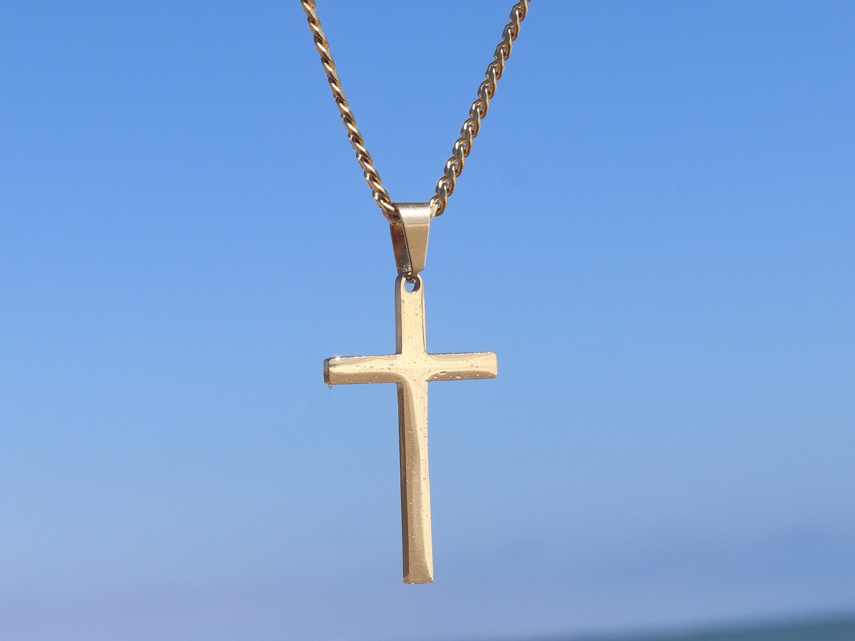 Men's Cross Necklace Gold Cross Necklace for Men Mens Etsy