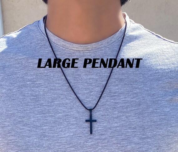 Large black cross necklace sale