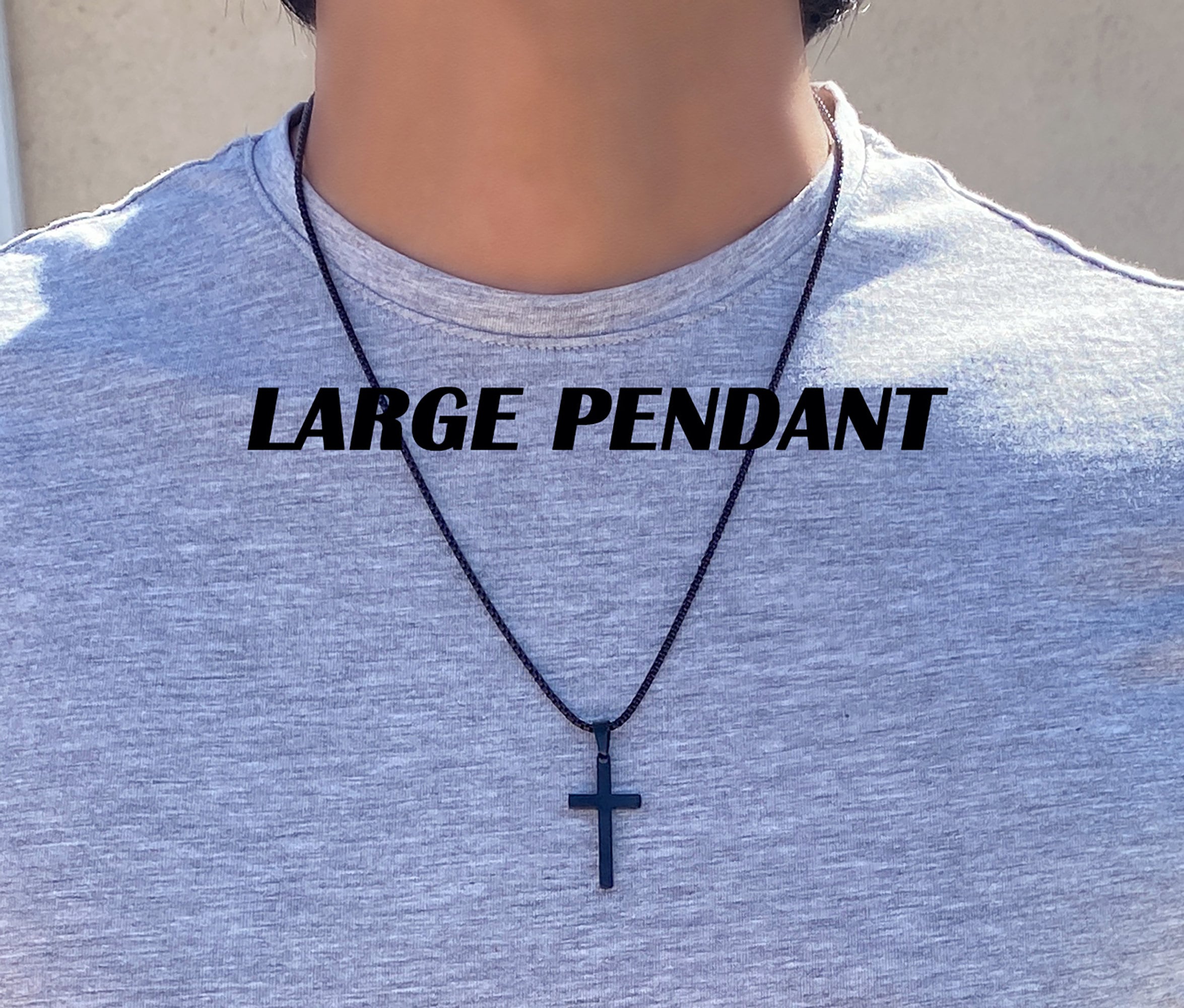 Mens black 2024 cross necklace