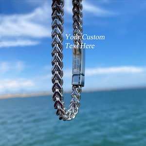 Pulsera personalizada, pulsera de cadena, pulsera para hombre, pulsera personalizada, pulsera con nombre, pulsera grabada, regalo para él, joyería de verano imagen 3