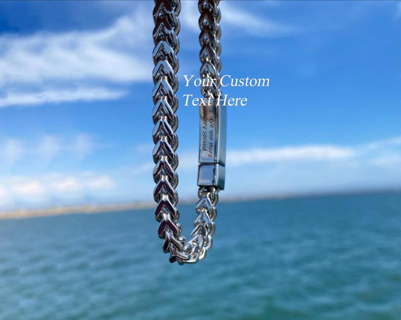 Pulsera personalizada, pulsera de cadena, pulsera para hombre, pulsera personalizada, pulsera con nombre, pulsera grabada, regalo para él, joyería de verano imagen 3
