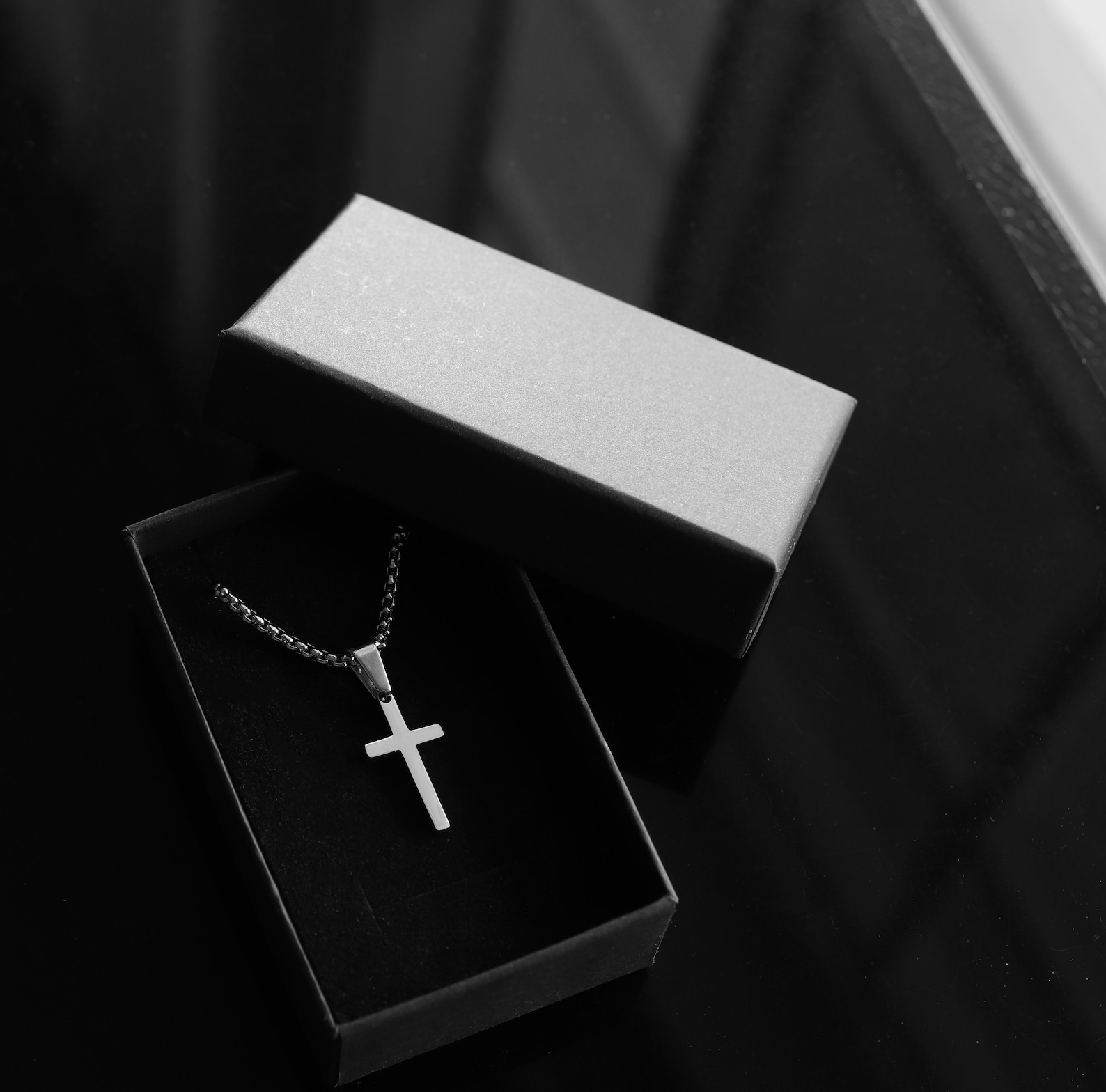 Men's Cross Necklace Silver Cross Necklace Men Small Etsy