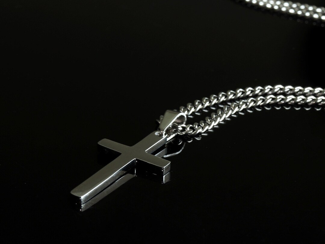 Men's Cross Necklace, Cross Necklace for Men, Silver Cross Pendant With