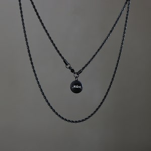 Personalized Engraved Rope Chain: Waterproof Stainless Steel Necklace