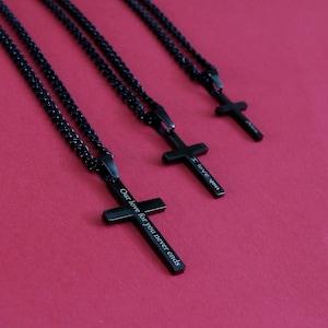 Cross Necklace, Stainless Steel Black Cross Pendant, Mens Cross Necklace, Cross Necklace for Women, Boys Cross Necklace, Christmas Gift