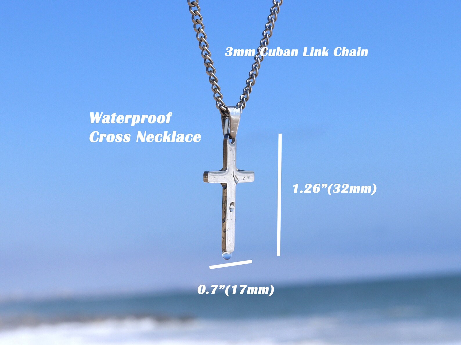 Men's Necklace Waterproof Cross Necklace Mens Silver Etsy