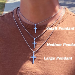 Cross Necklace, Stainless Steel Silver Cross Pendant, Mens Cross Necklace, Cross Necklace for Women, Boys Cross Necklace, Christmas Gift