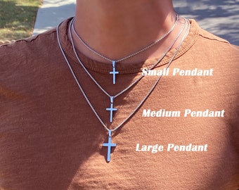 Cross Necklace, Stainless Steel Silver Cross Pendant, Mens Cross Necklace, Cross Necklace for Women, Boys Cross Necklace, Christmas Gift