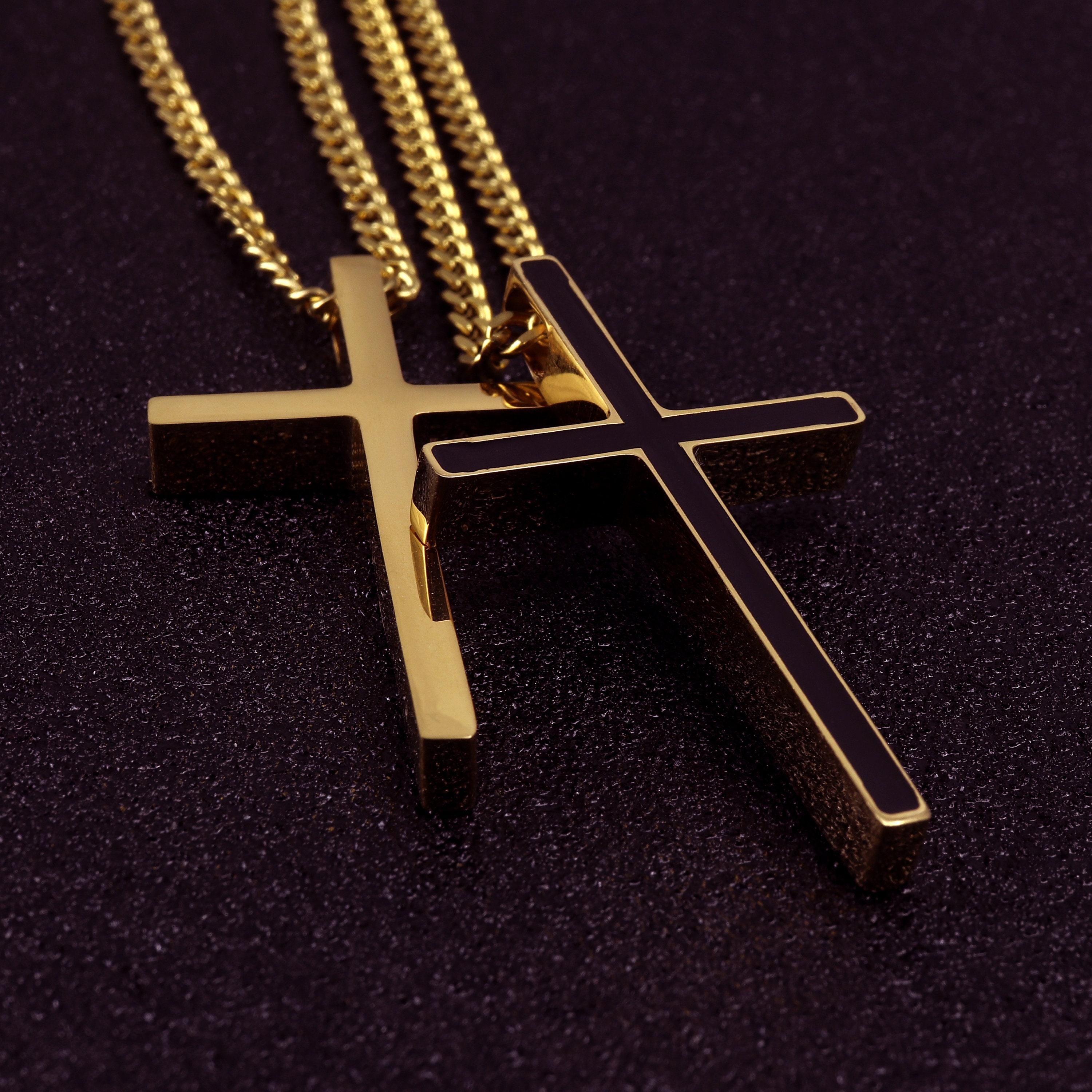 Men's Large Cross Necklace Gold Cross Necklaces for Men Etsy