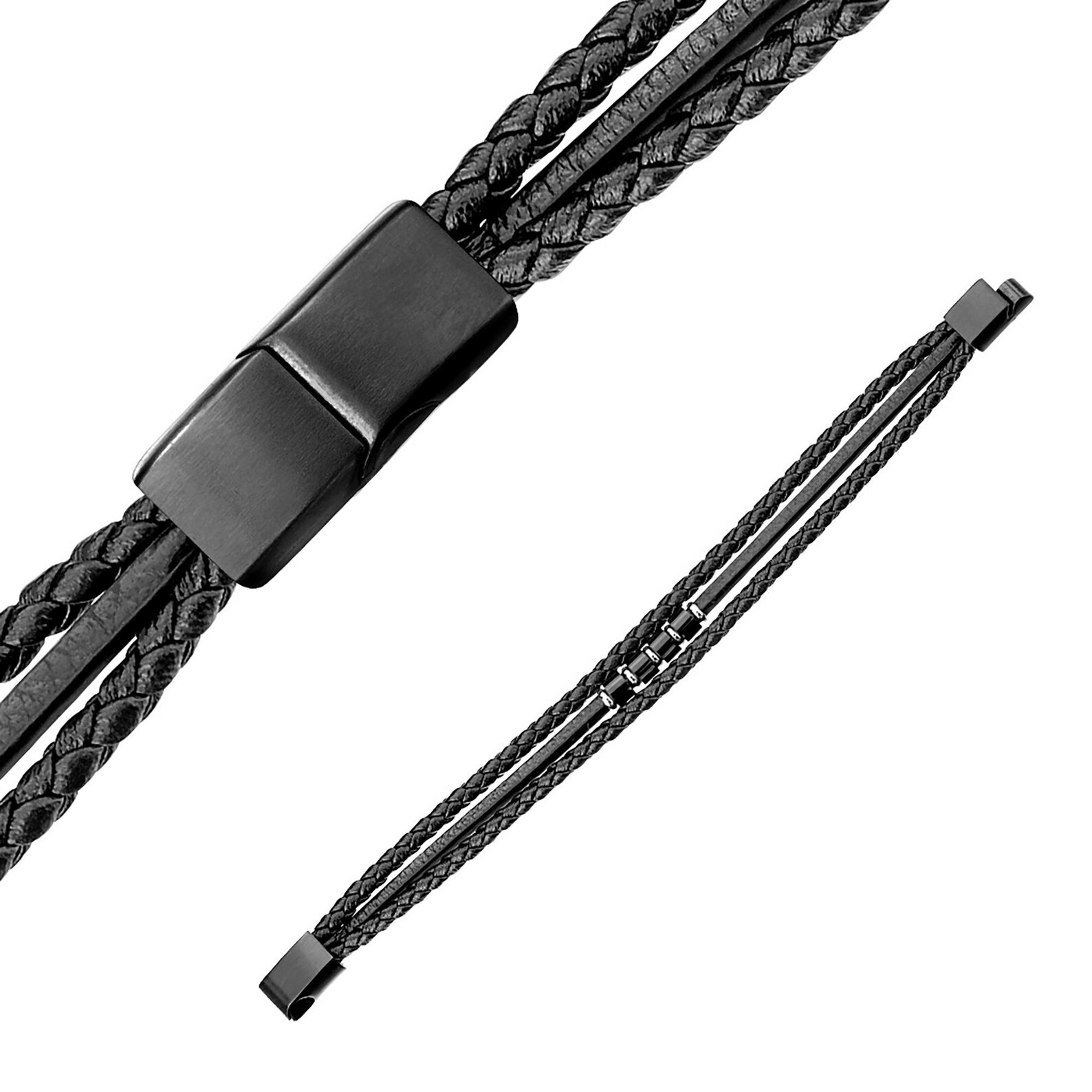 Mens Leather Bracelet Black Leather Bracelet Men Leather Etsy