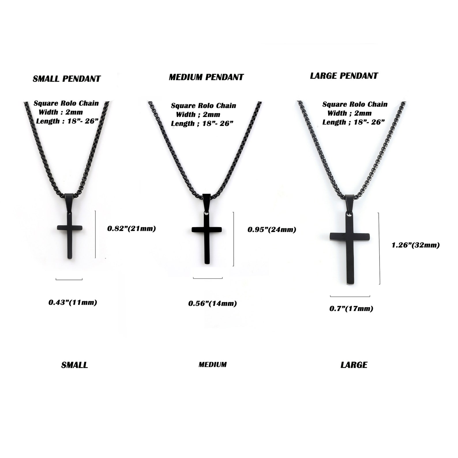 Black Cross Necklace for Men Men's Cross Necklaces Small Etsy