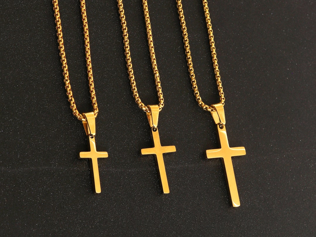 Men's Gold Cross Necklace, Cross Necklace for Men, Minimalist Necklace