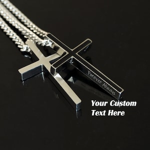 Men&#39;s Black Cross Necklace, Cross Necklaces for Men, Gold Silver Cross Necklace with Cuban Link Chain 18” -  30&quot;