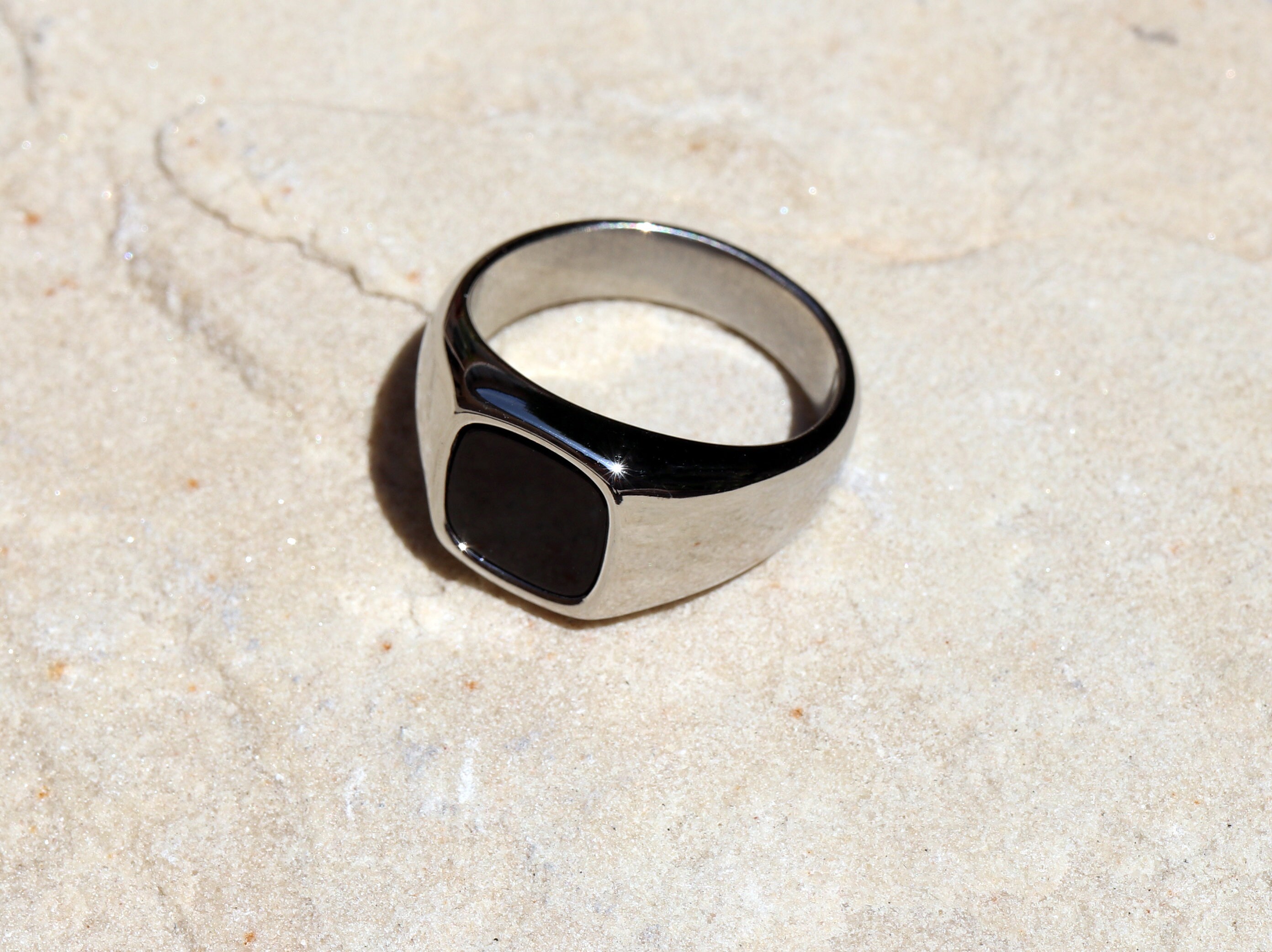 Men's Pinky Ring Black Onyx Styled Ring Men Silver Ring Etsy