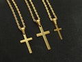 Gold Cross Necklace Men Cross Pendant Gold Cross Chain Men Rope Chain Necklace Men Gift for Boyfriend Necklace for Boys Cross Necklace