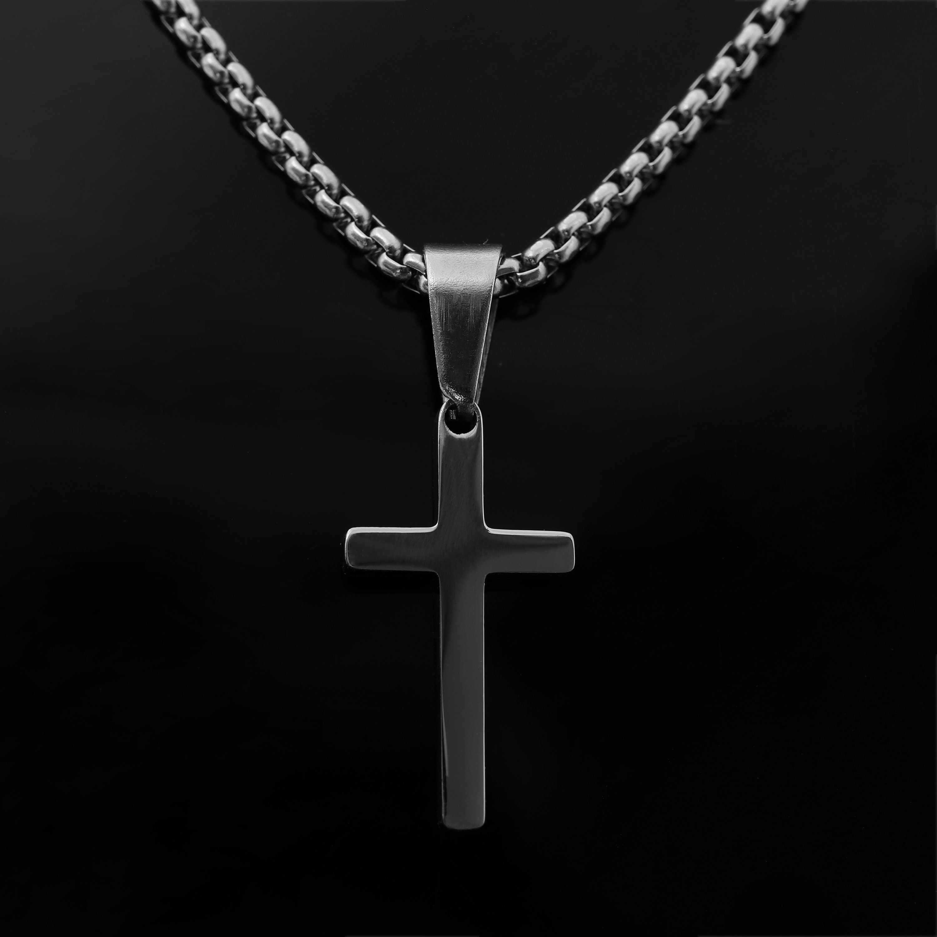 Men's Cross Necklace Silver Cross Necklace Men Small Etsy