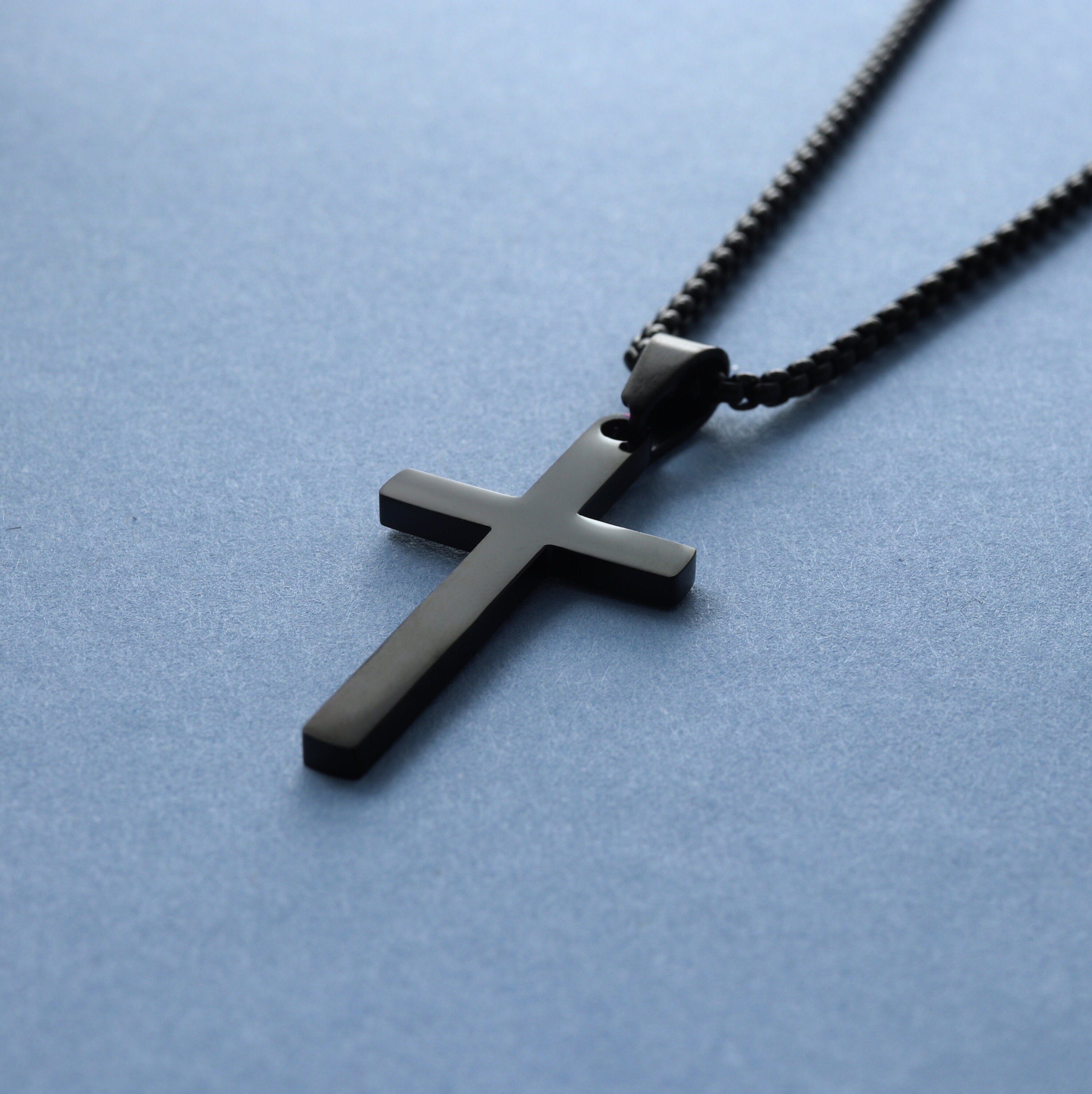 Men's Cross Necklace Boys Cross Necklace Black Cross Etsy