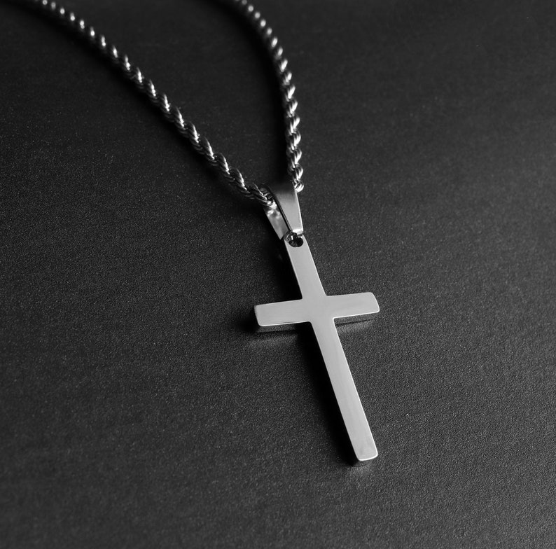 Men's Cross Necklace Silver Cross Necklace for Men Men - Etsy