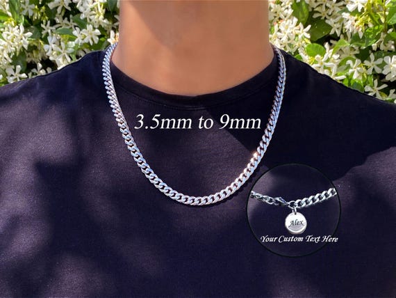 thumbnail image 2 of 316L Stainless Steel Mens Curb Chain Cuban Link Necklace – Chunky Solid, Lobster Claw Closure 2 of 4