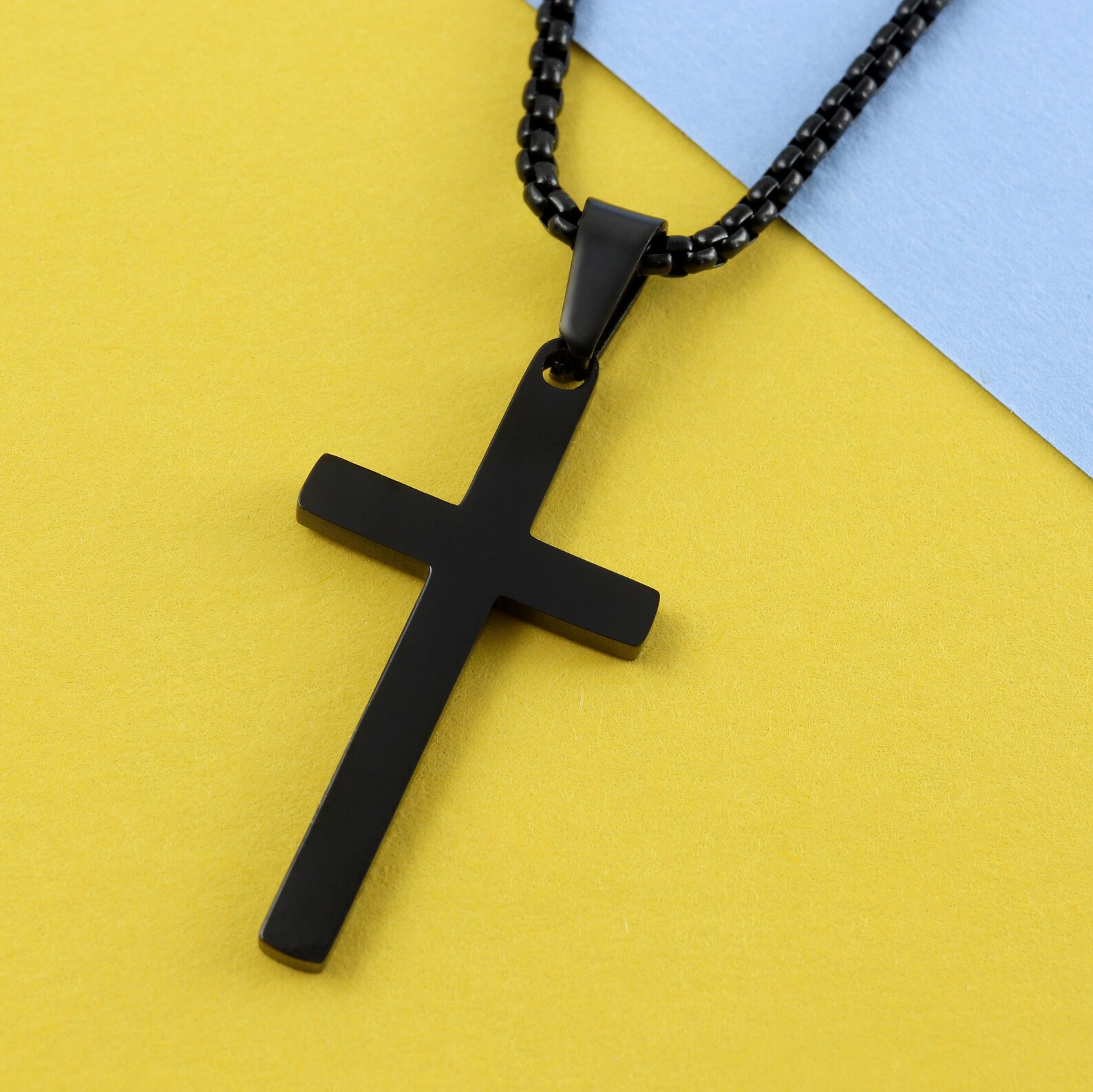 Black Cross Necklace for Men Men's Cross Necklaces Small Etsy