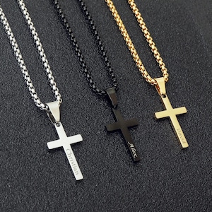 Cross Necklace, Stainless Steel Silver Cross Pendant, Mens Cross Necklace, Cross Necklace for Women, Boys Cross Necklace, Christmas Gift image 3