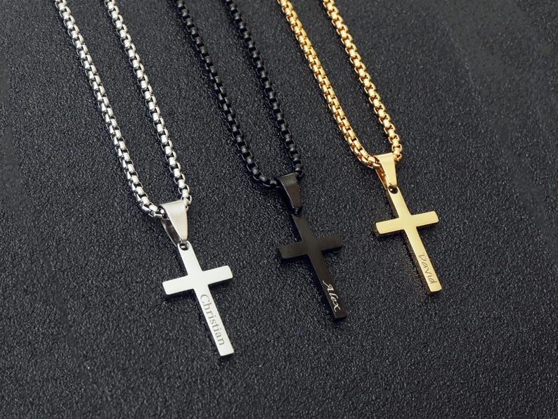 Cross Necklace, Stainless Steel Silver Cross Pendant, Mens Cross Necklace, Cross Necklace for Women, Boys Cross Necklace, Christmas Gift image 3